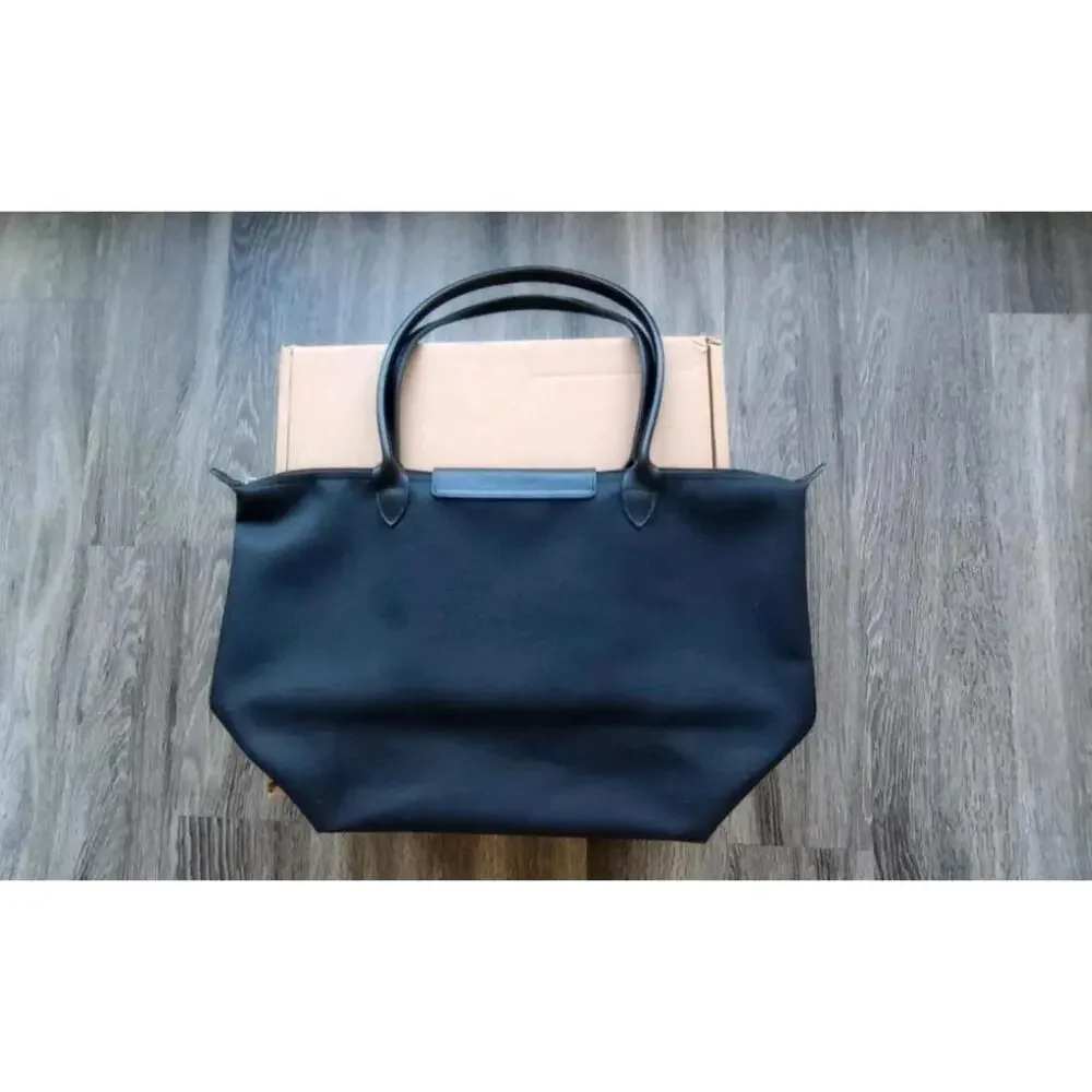 Longchamp Les Planetes Le Pliage Original Large Nylon Tote Bag Black Silver Tone - Picture 3 of 6